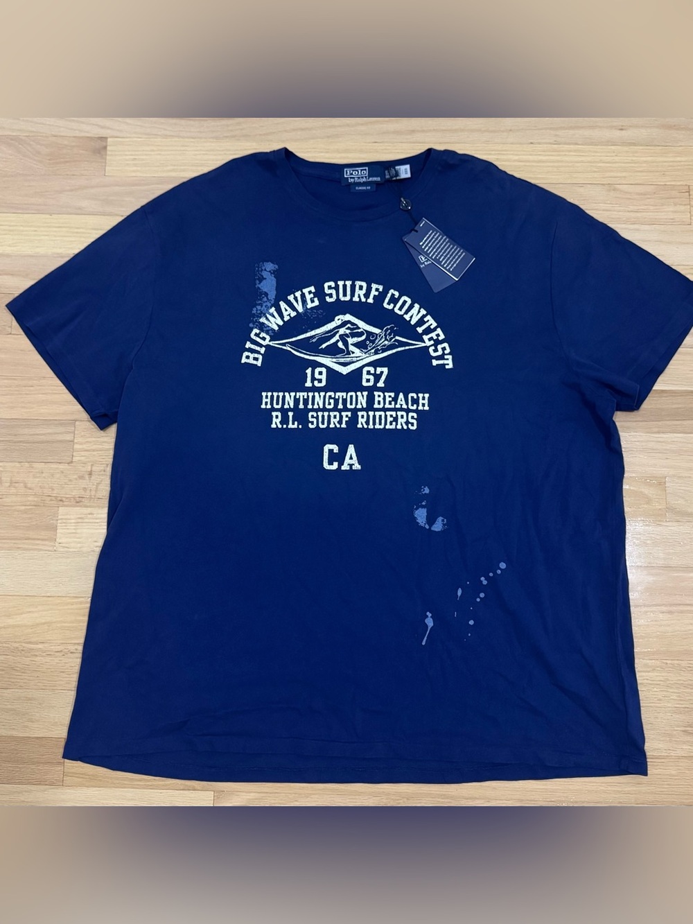 Polo Ralph Lauren Men’s Classic Fit Huntington Beach Big Wave Surf 1967 Blue XXL